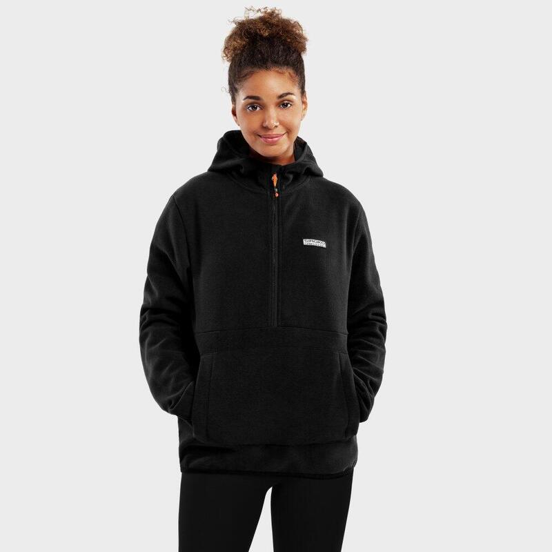 Sweat à capuche polaire femme Sports d'hiver Avoriaz-W Noir