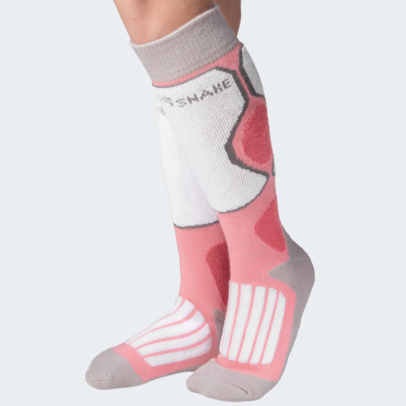 Chaussettes de ski 'high protection' | Enfant | Mi-bas rembourrées | Rose