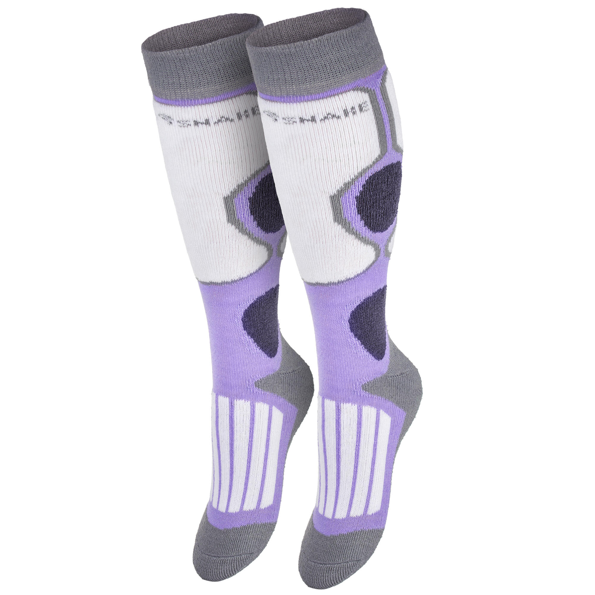 High protection ski socks | Child | Padded knee socks | Violet