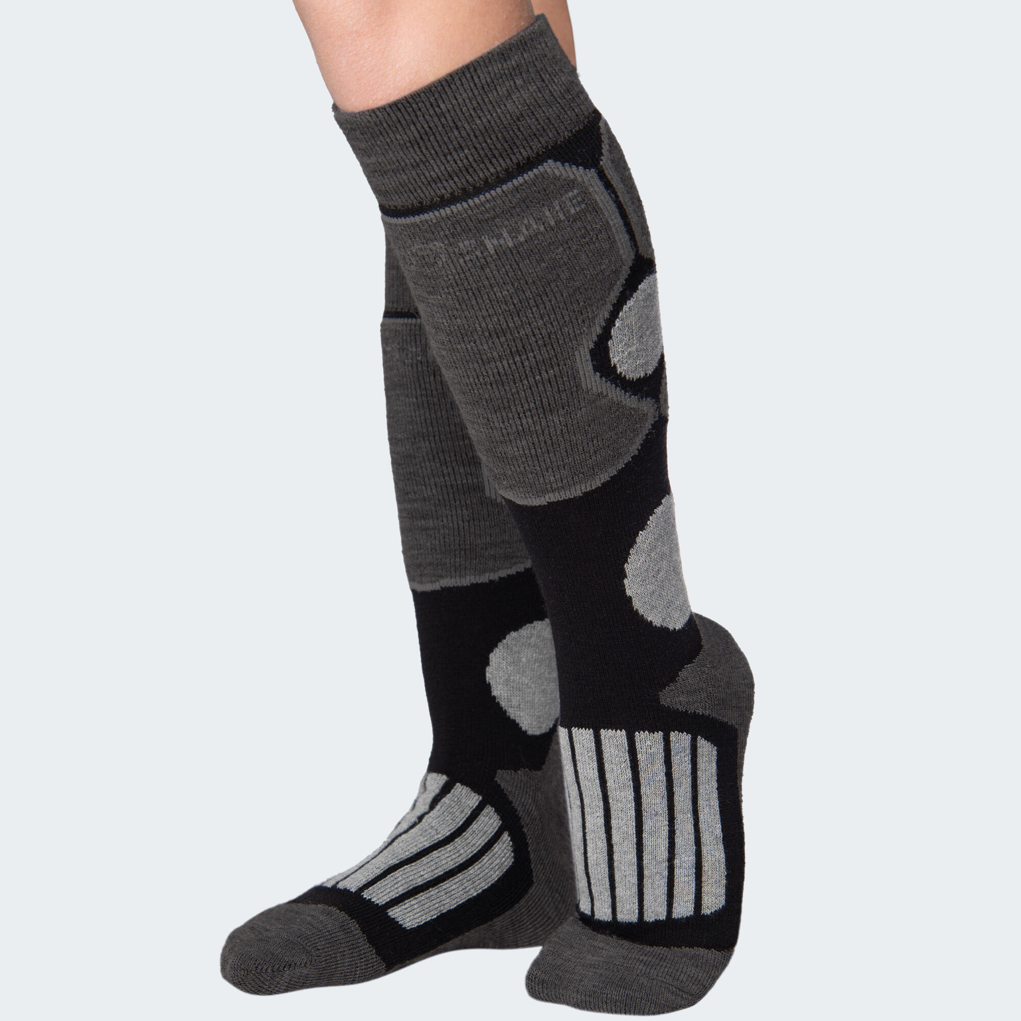 Children's ski socks | 2 pairs | Padded knee socks | Black