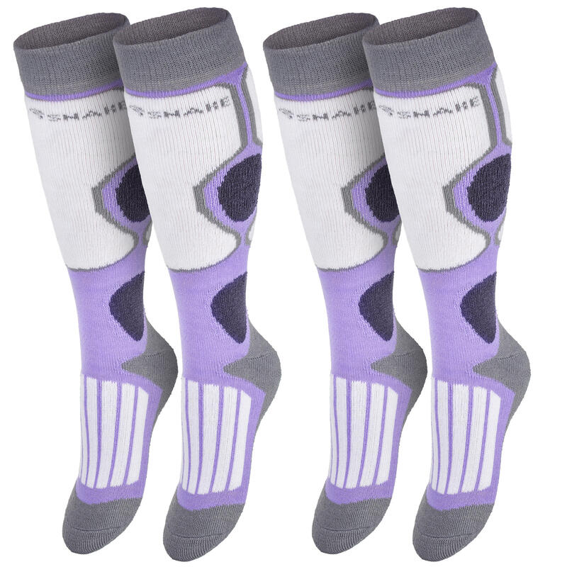 Chaussettes de ski | Enfant | 2 paires | Mi-bas rembourrées | Violet