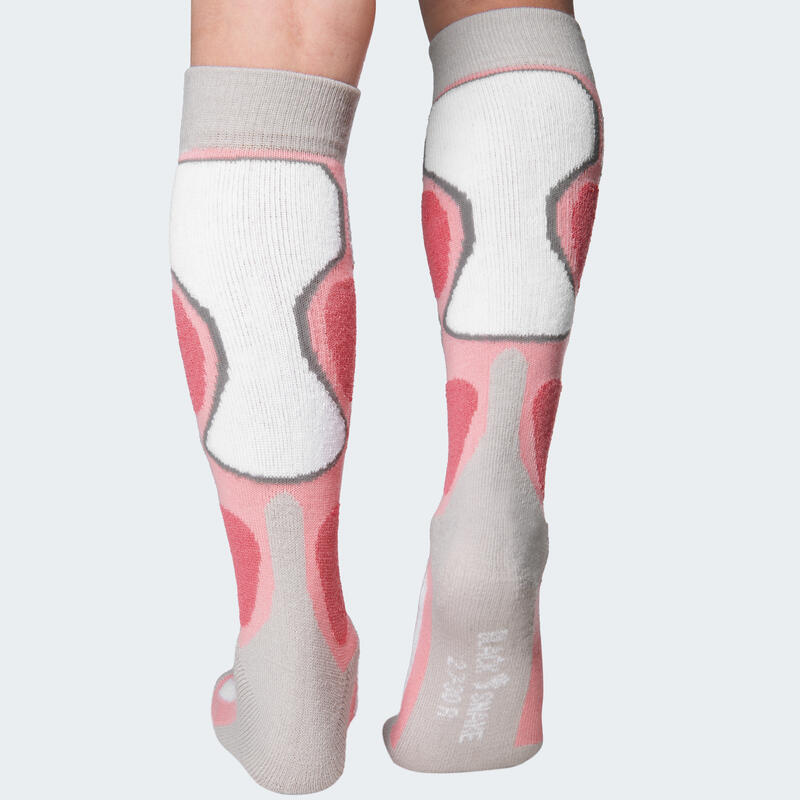 Șosete de schi copii | 2 perechi | Șosete funcționale căptușite | Roz