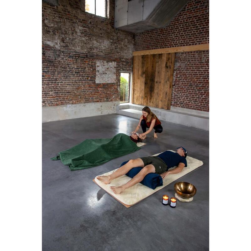 Couverture de yoga - vert forêt - 70% coton recyclé - 190x120cm