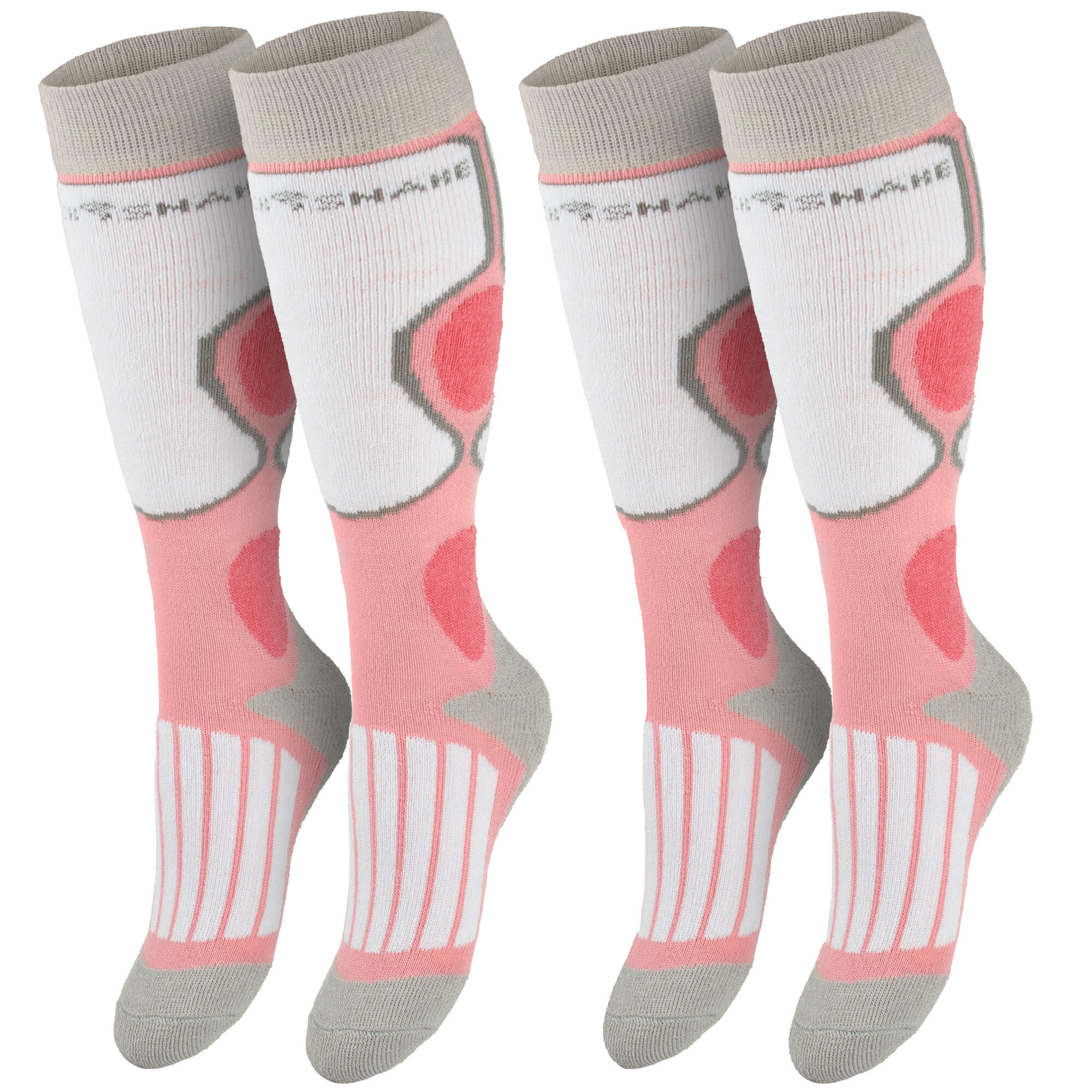 Children's ski socks | 2 pairs | Padded knee socks | Pink