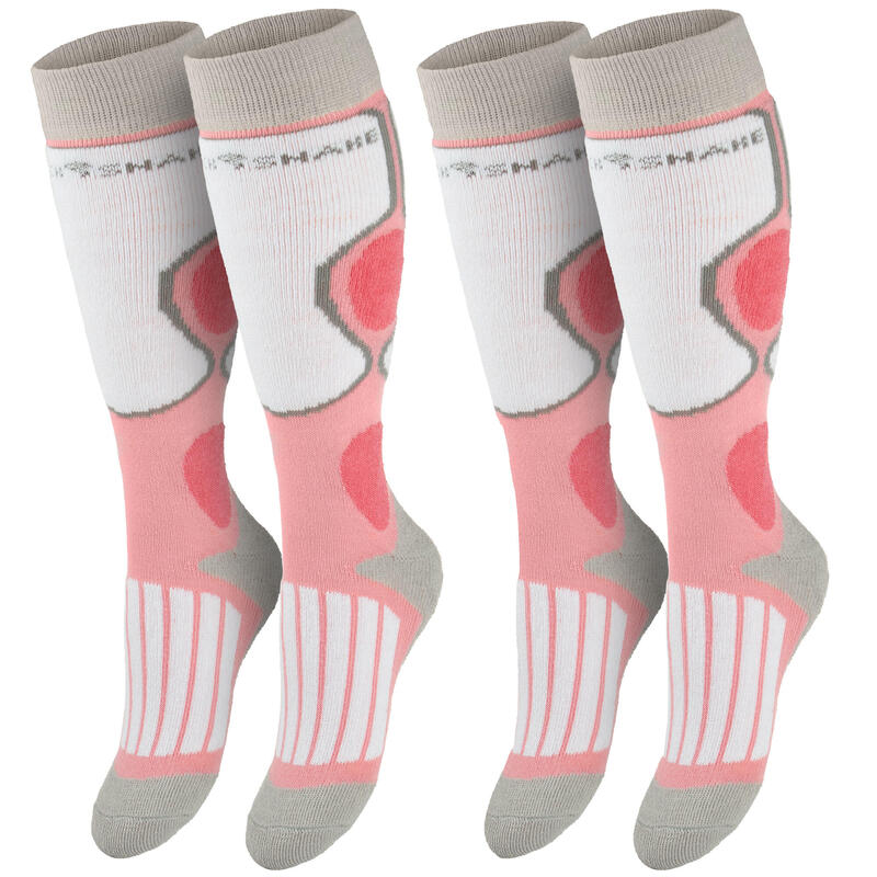 Chaussettes de ski | Enfant | 2 paires | Mi-bas rembourrées | Rose