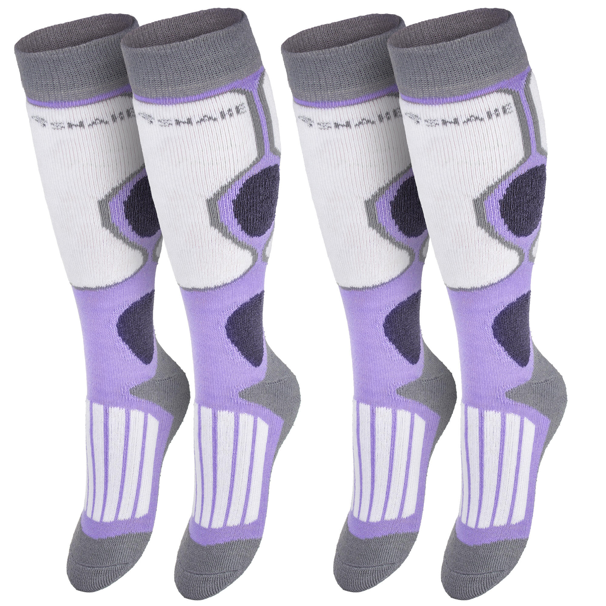 Children's ski socks | 2 pairs | Padded knee socks | Purple