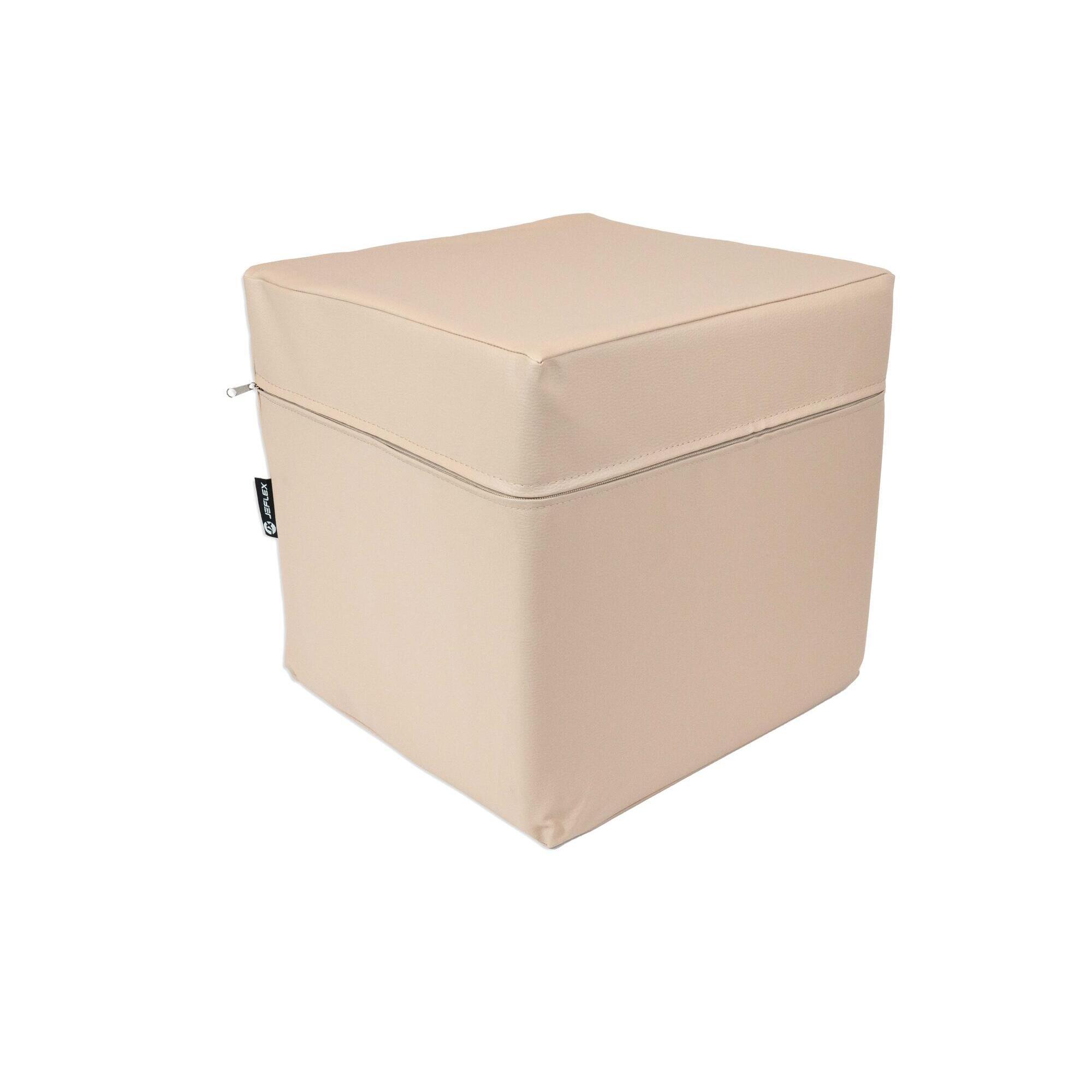 Jeflex - Cube De Siège En Simili Cuir Beige De 40x40x40 Cm Avec Mousse De Polyuréthane. - Parcours Motricite - Beige - Taille Unique - Decathlon