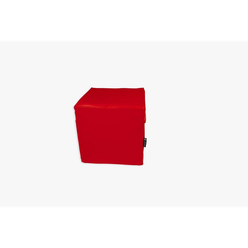 Cube de siège en similicuir rouge de 40x40x40 cm avec mousse de polyuréthane