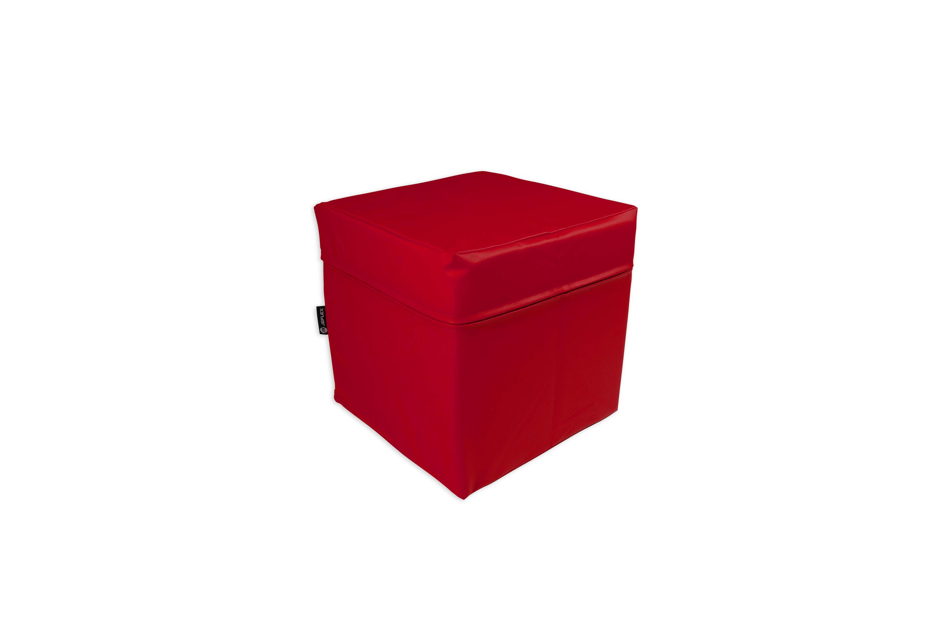 JEFLEX Sitzwürfel aus Kunstleder rot 40x40x40 cm mit PU-Schaumstoff