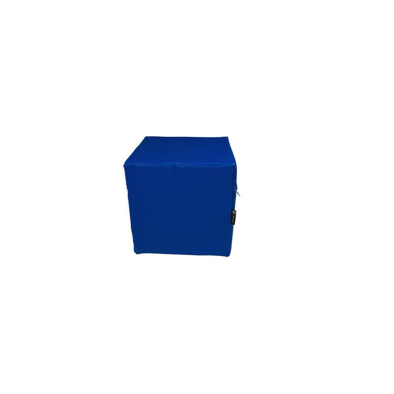 Cube de siège en similicuir bleu de 40x40x40 cm avec mousse de polyuréthane