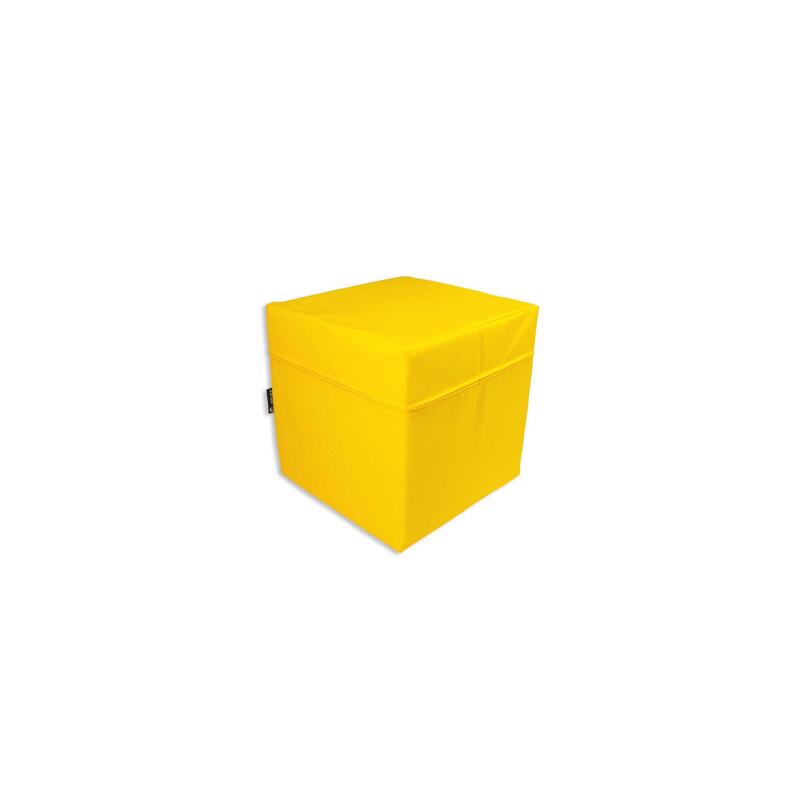 Cube de siège en similicuir jaune de 40x40x40 cm avec mousse de polyuréthane