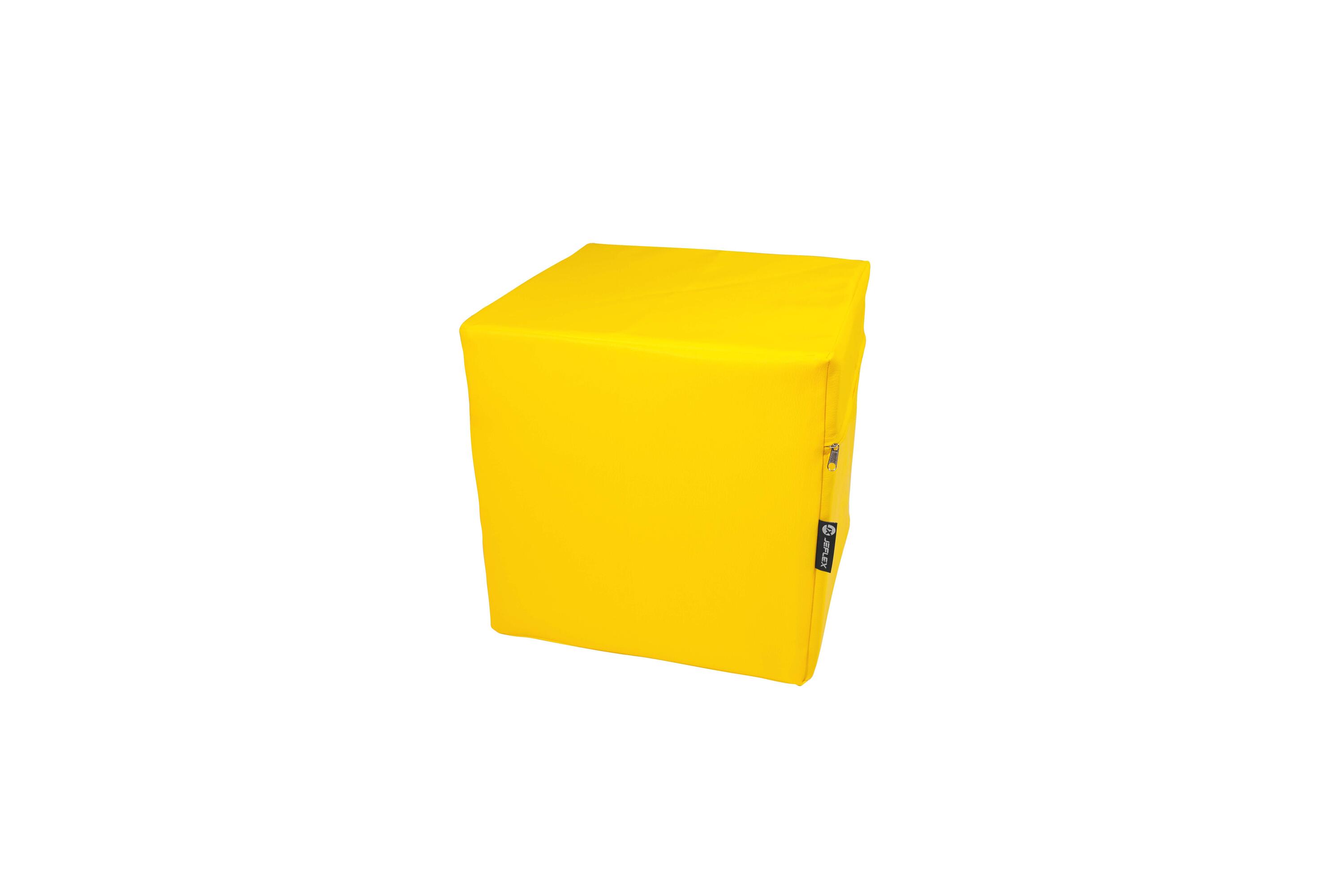 JEFLEX Cubo di seduta in ecopelle giallo 40x40x40 cm.