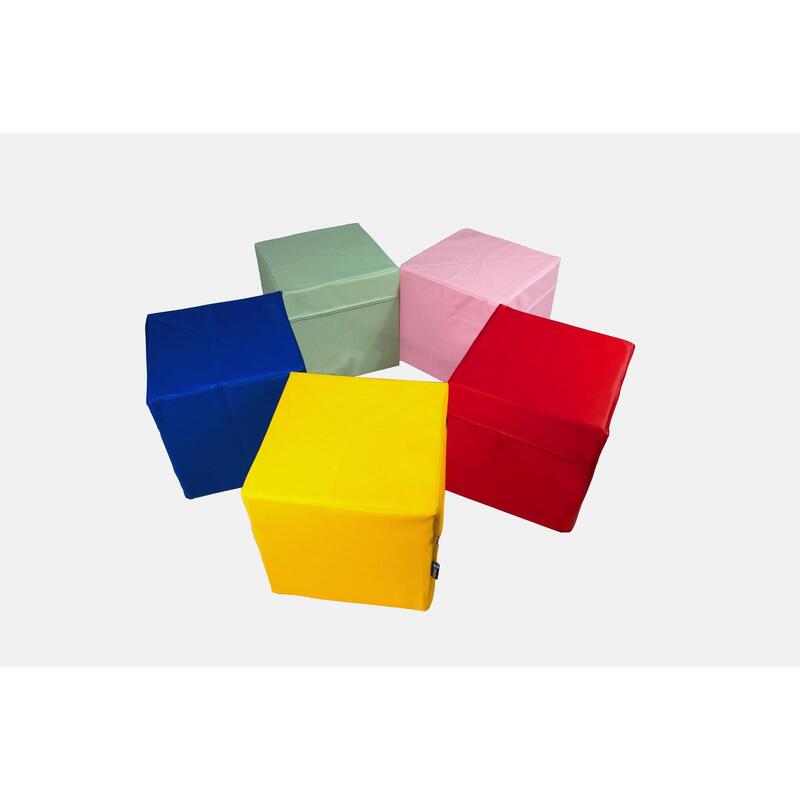 Cube de siège en similicuir jaune de 40x40x40 cm avec mousse de polyuréthane