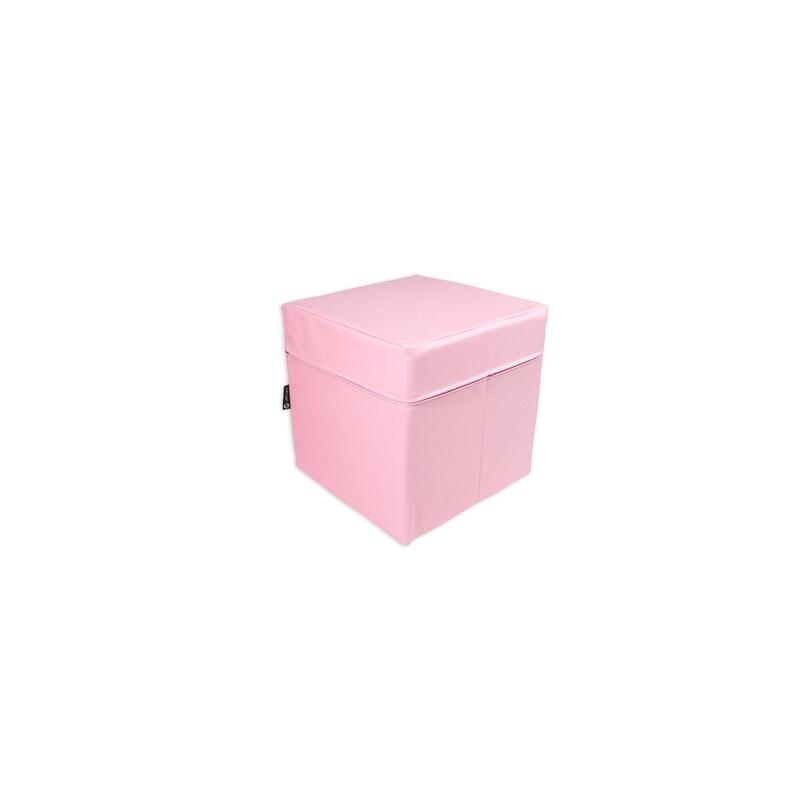 Cubo de assento em couro sintético rosa, 40x40x40 cm, com espuma de poliuretano