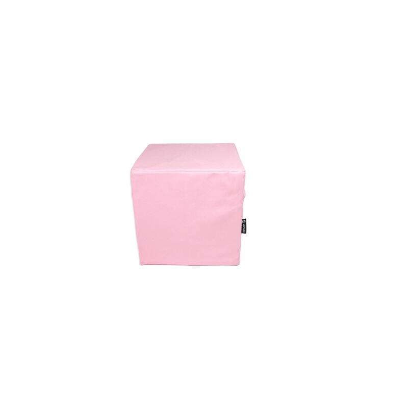 Cubo de assento em couro sintético rosa, 40x40x40 cm, com espuma de poliuretano