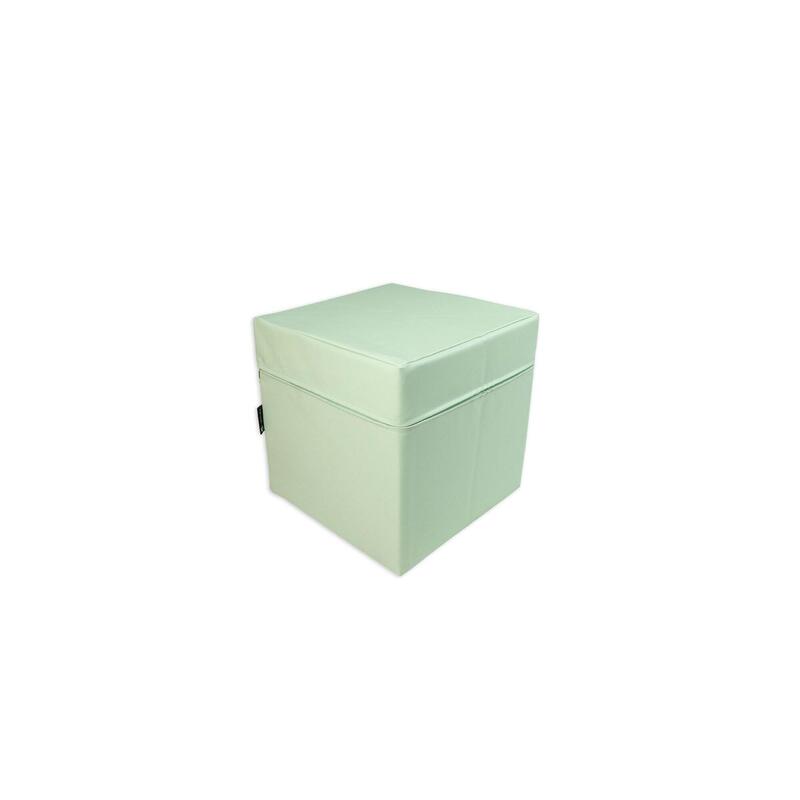Cubo de assento em couro sintético verde, 40x40x40 cm, com espuma de poliuretan