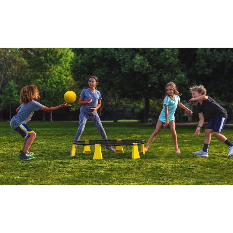 Set Smash Ball cu 3 bile și pompă - negru/galben, cadru 90 cm