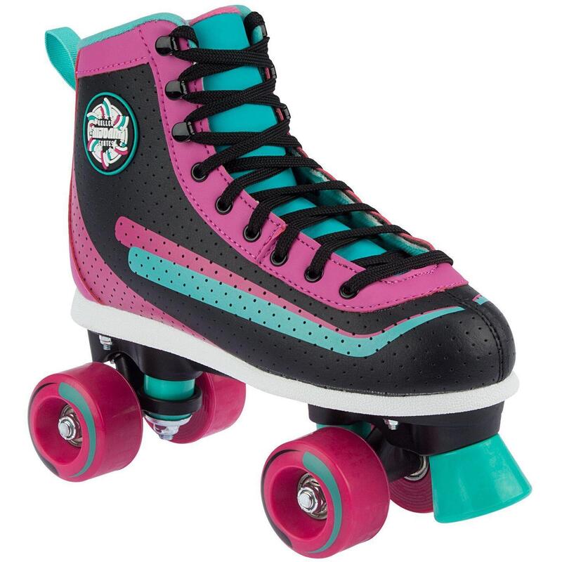 Role Quad Nijdam Retro Smash, negru/roz/turcoaz, 36