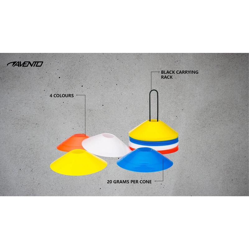 Set conuri antrenament Avento 4 culori cu suport