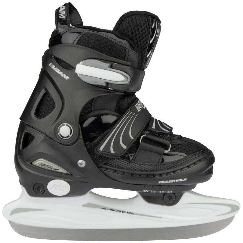 Patine Hockey Junior Reglabile Nijdam, negru/argintiu, 30-33