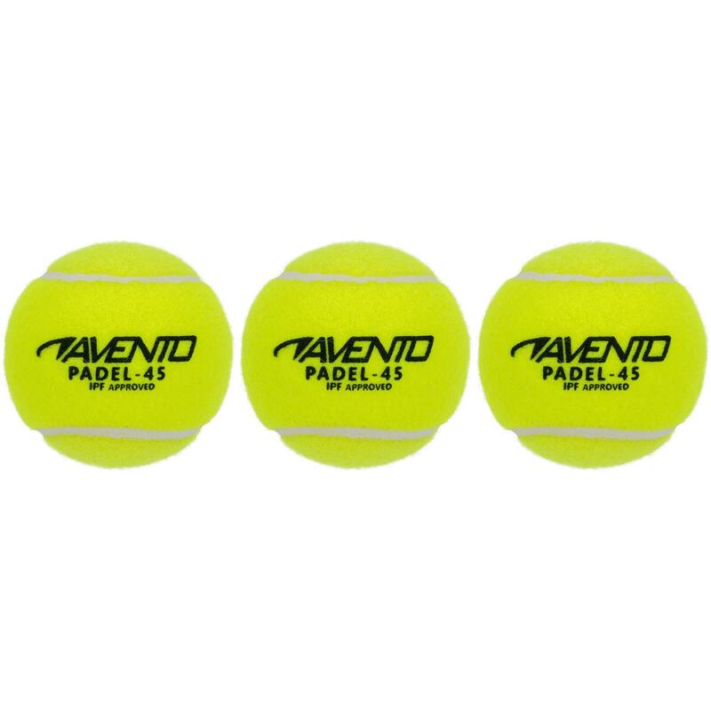 Set 3 mingi padel Avento, galben fluorescent, uni