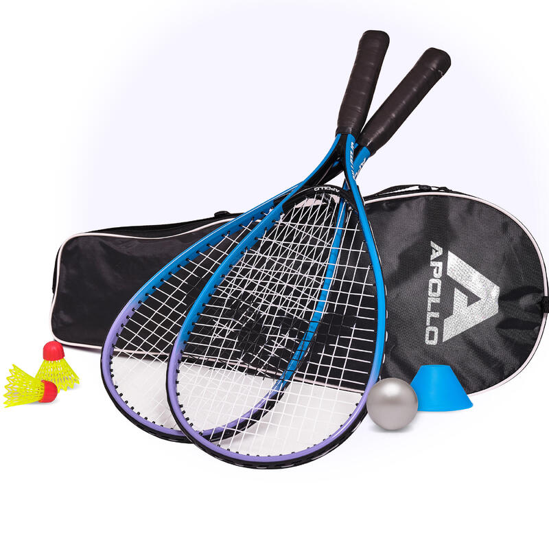 Set Badminton Dunlop Nanomax Pro Ti | 4 Racchette (2 Adulti + 2 Bambini) + Rete + Paletti + Custodia + 3 Volani | Completo Per Famiglia
