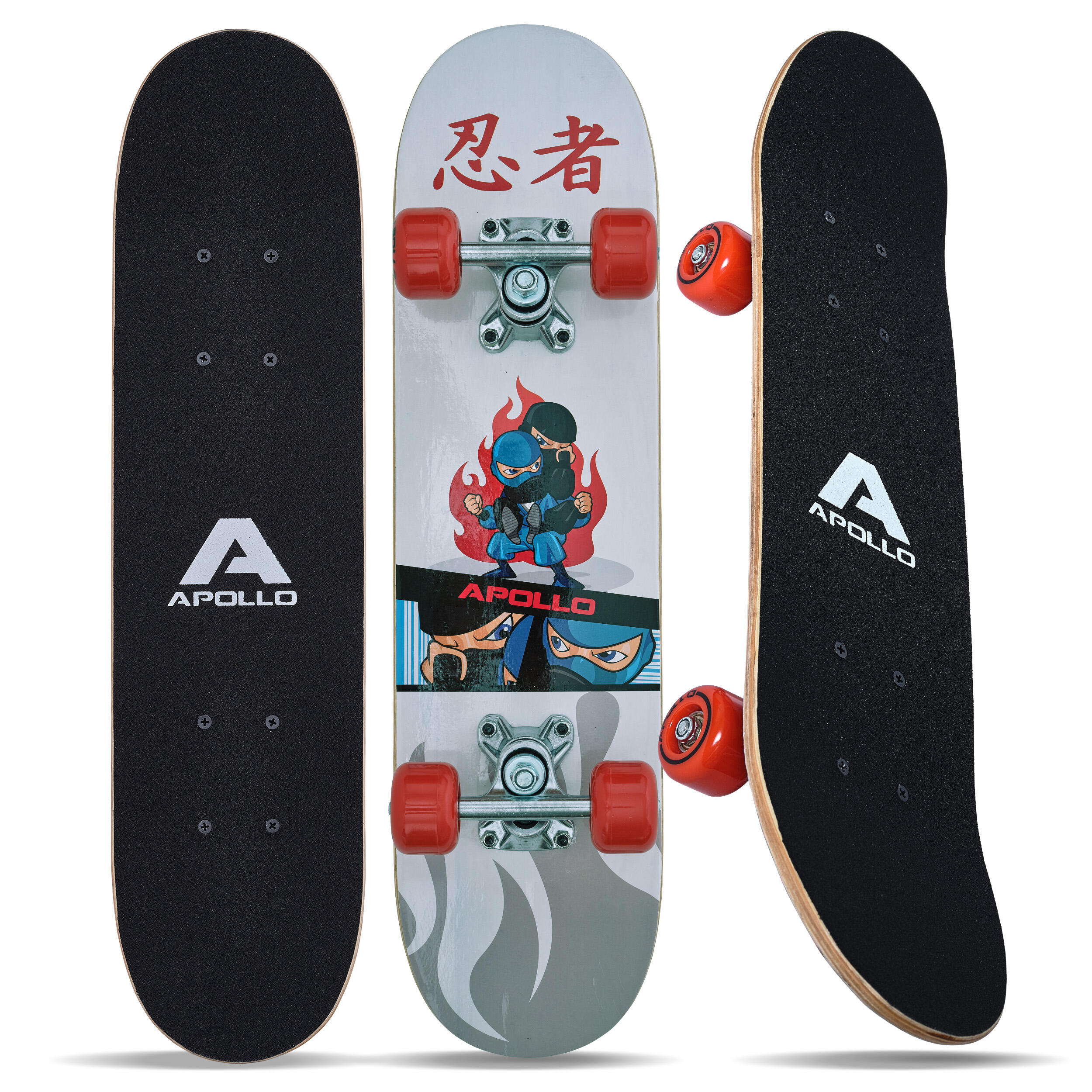 Apollo - Skateboard Pour Enfants 24" Abec 3 - Petits Skates | Ninja - Skateboard Complet - Blanc|rouge - 61 Cm - Decathlon
