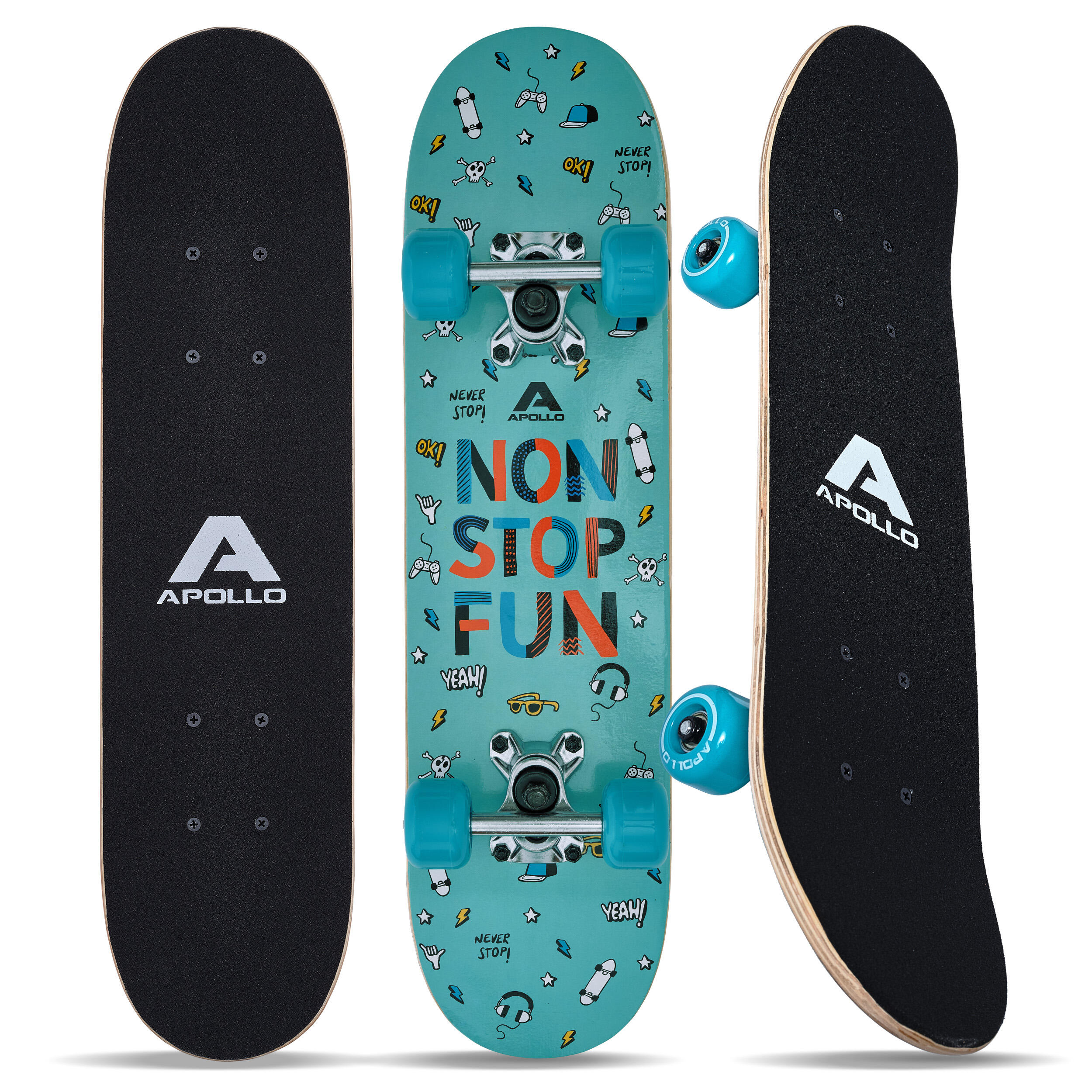 APOLLO Kinderen Skateboard, met ABEC 3 Lagers, Aluminium Assen, Verschillende Designs