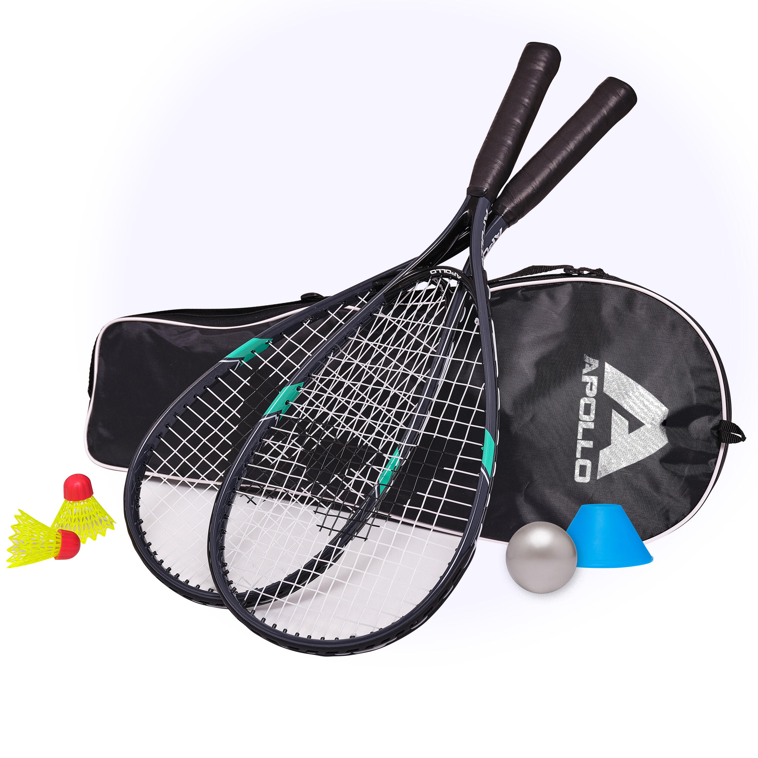 APOLLO Speed Badmintonset | Inclusief Shuttles & Tas - Grijs/Mint