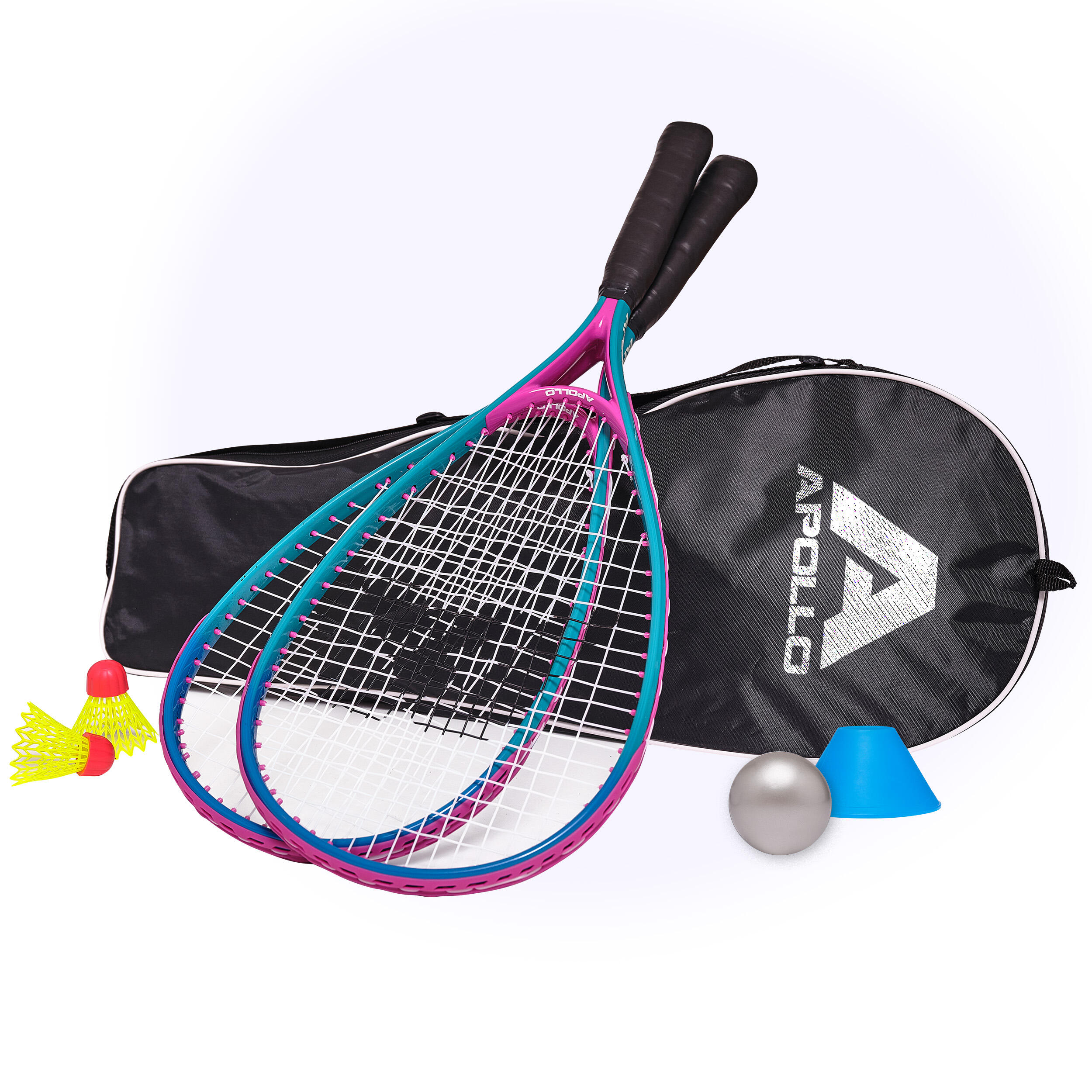 APOLLO Speed Badmintonset | Inclusief Shuttles & Tas - Blauw/Roze