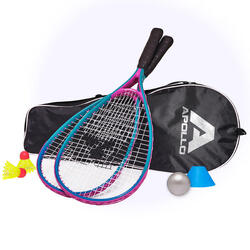 Set SPEEDBADMINTON Raquettes, Balle, Sac, Volant Inclus - Bleu/Rose