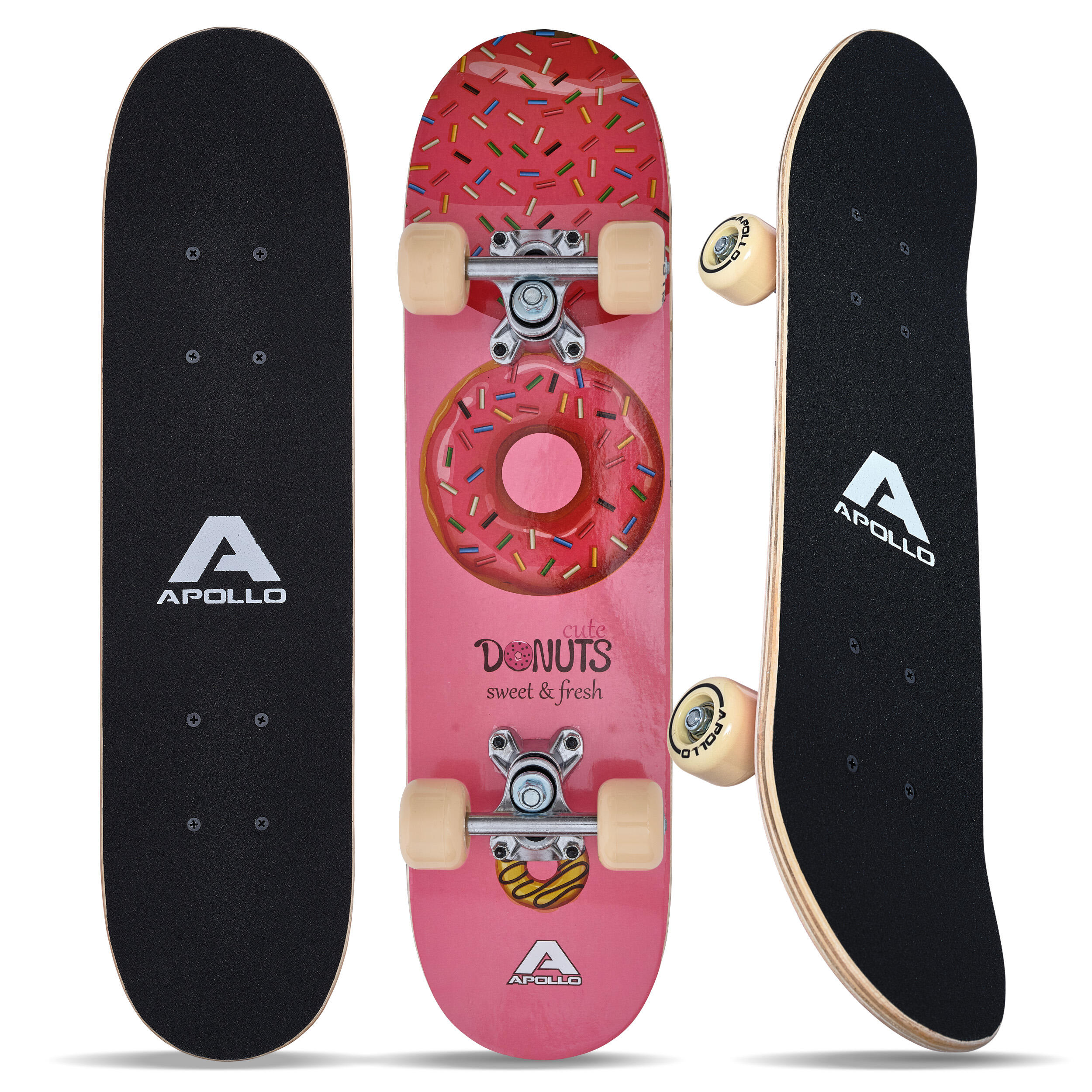 Apollo - Skateboard Pour Enfants 24" Abec 3 - Petits Skates | Donut - Skateboard Complet - Rose - 61 Cm - Decathlon