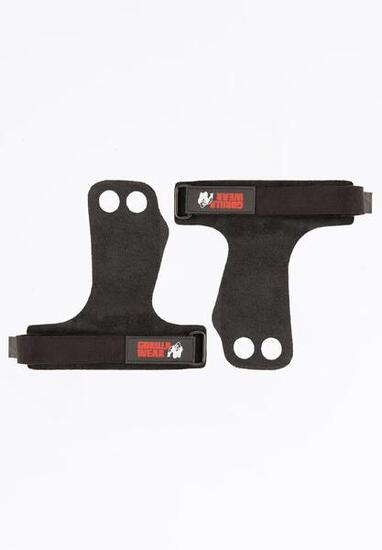 2-Hole Leather Lifting Grips - Zwart