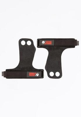 2-hole leather lifting grips - zwart