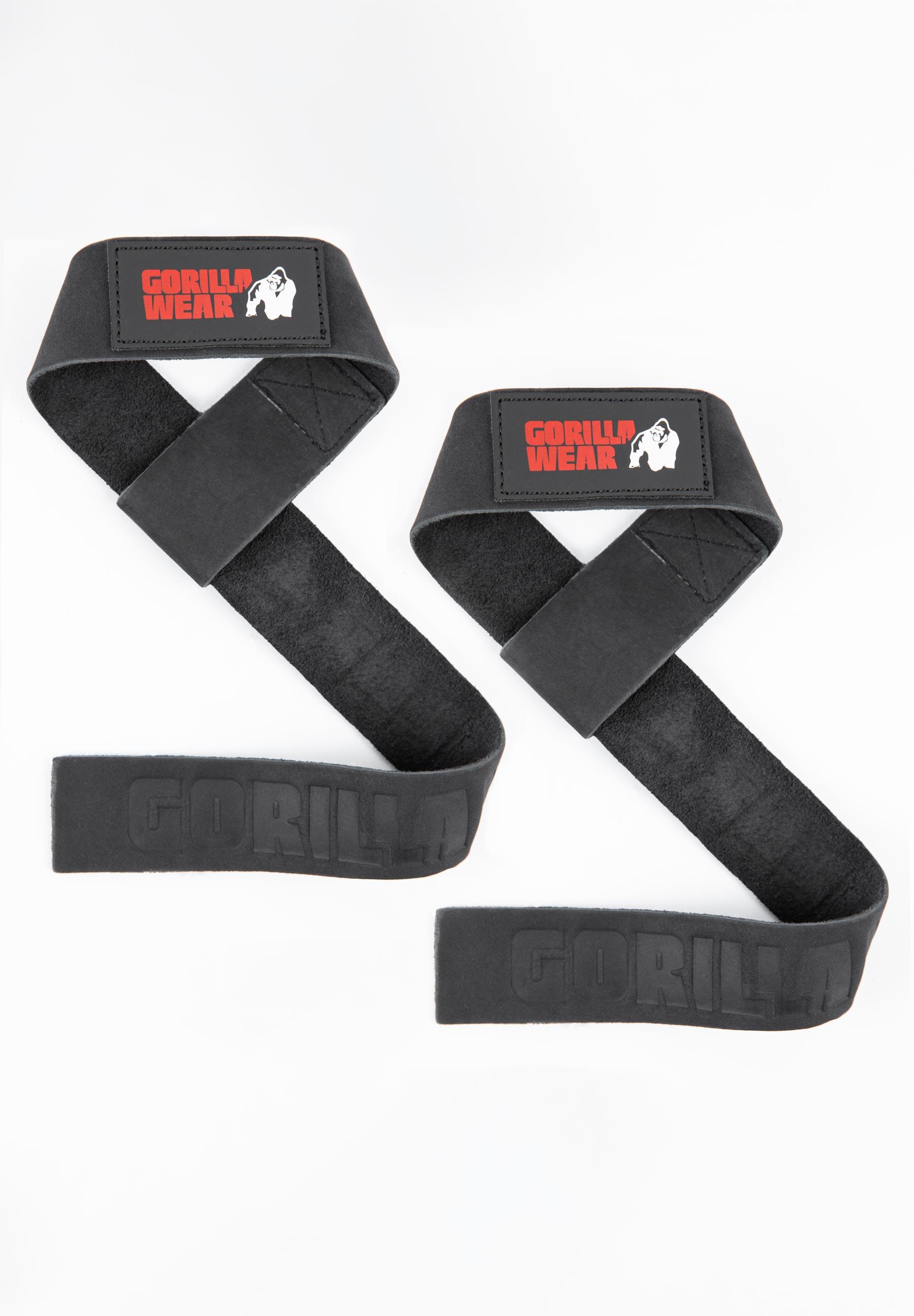 GORILLA WEAR Leather Lifting Straps - Zwart