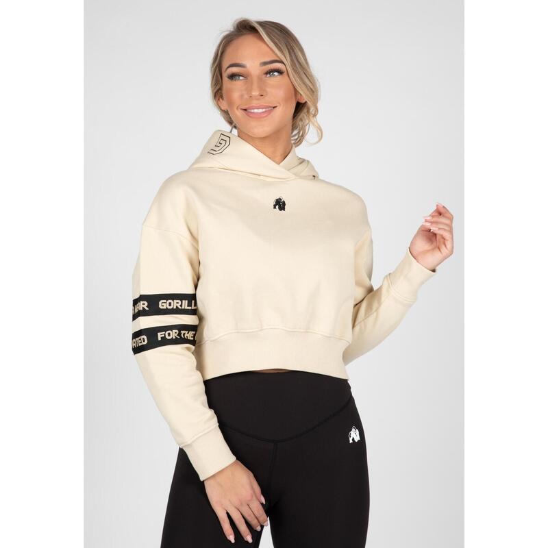 Sudadera con Capucha Crop Top Fitness Cardio Beige - Decathlon