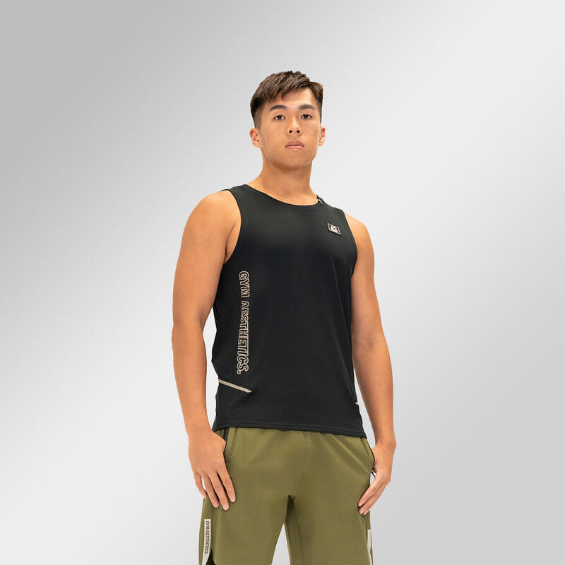 Men GA Badge Fitness Sports Vest/Tank Top - BLACK