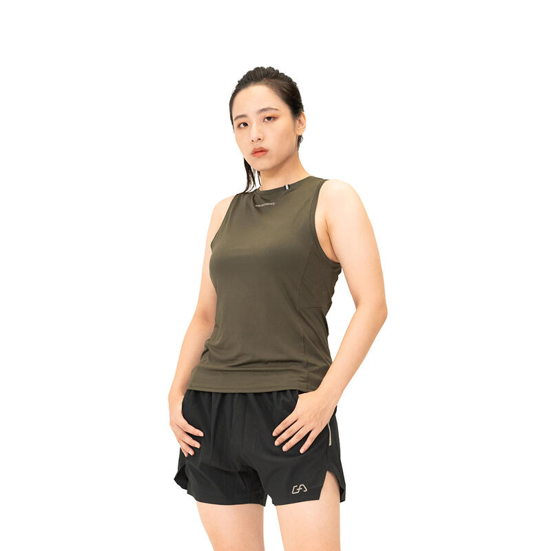 Women GA Badge Fitness Sports Vest/Tank Top - OLIVE GREEN