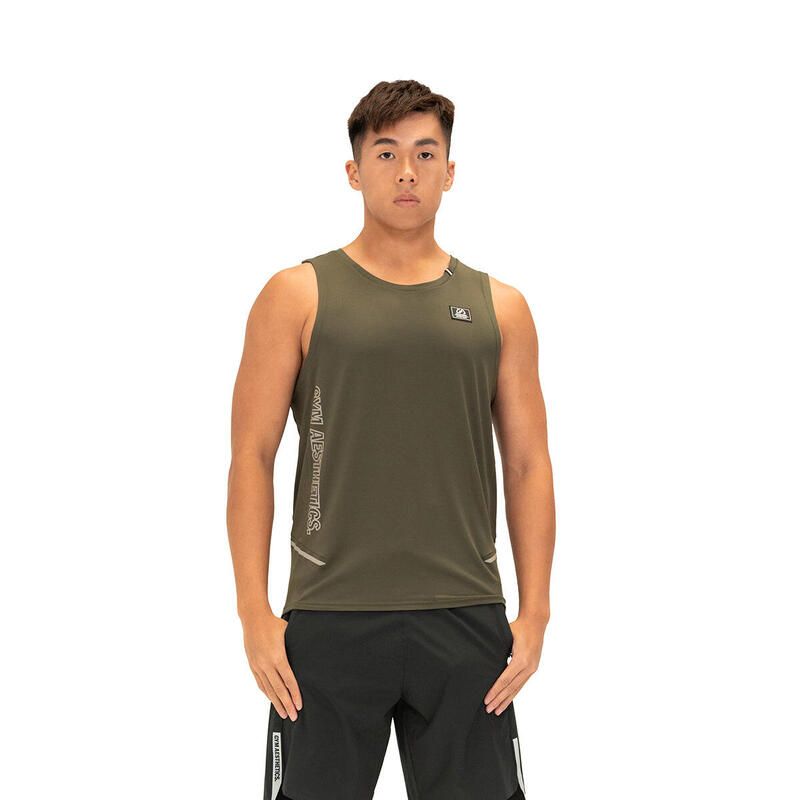 Men GA Badge Fitness Sports Vest/Tank Top - OLIVE GREEN