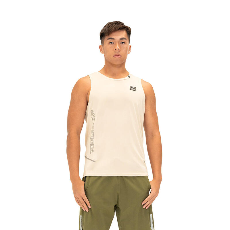 Men GA Badge Causal Running Sports Vest/Tank Top - Beige