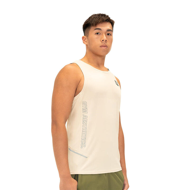 Men GA Badge Causal Running Sports Vest/Tank Top - Beige