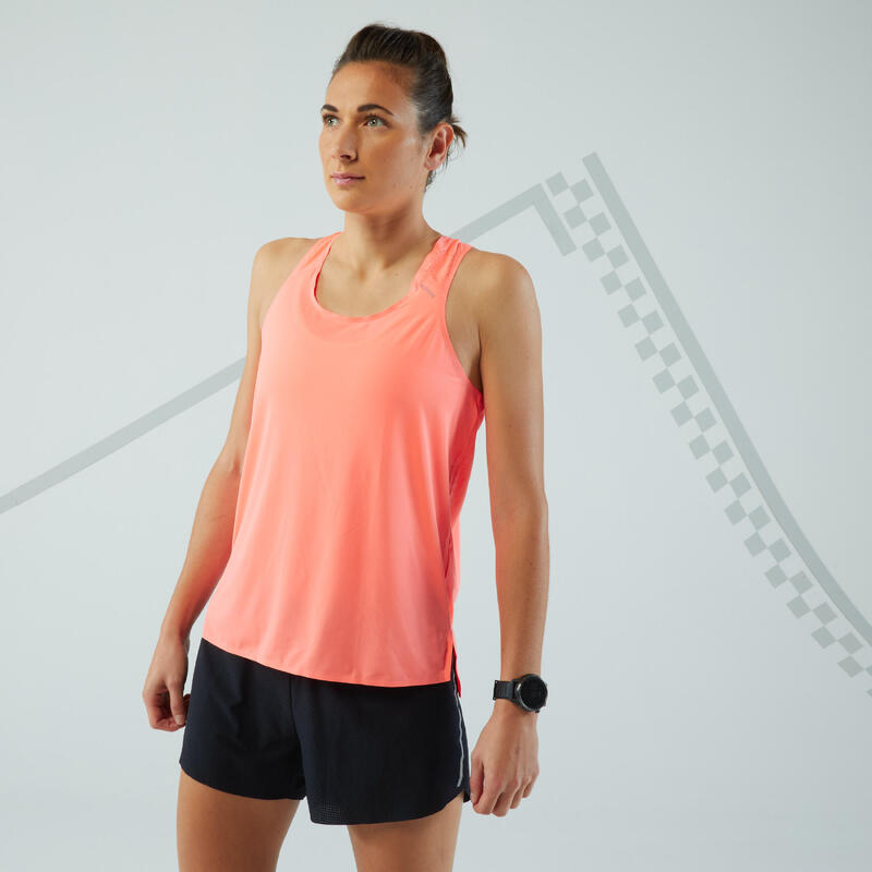 Seconde vie - Débardeur running Femme - KIPRUN LIGHT corail - TRÈS BON