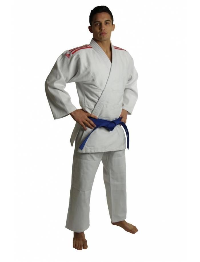 adidas Judo-Anzug Club weiß/rote Streifen, J350 2/5