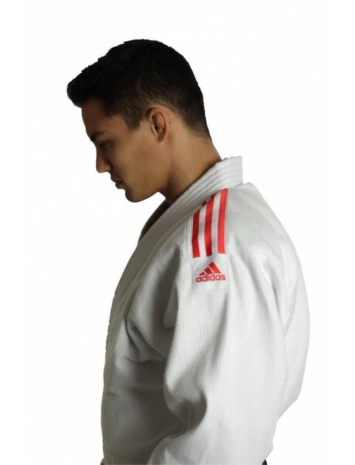 adidas Judo-Anzug Club weiß/rote Streifen, J350 3/5