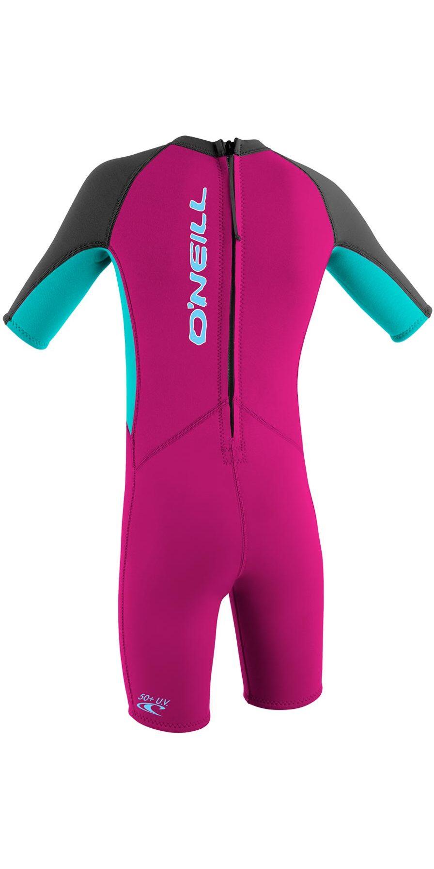 O'Neill Reactor 2mm Back Zip Shorty Wetsuit - Berry / Aqua / Graphite 2/3