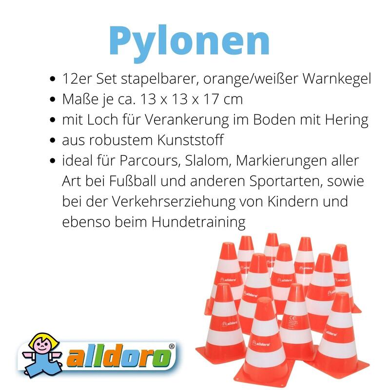 Pylonen 12er-Set, orange/weiß, 17 x 13 x cm, für Abgrenzung, Slalom und Parcours