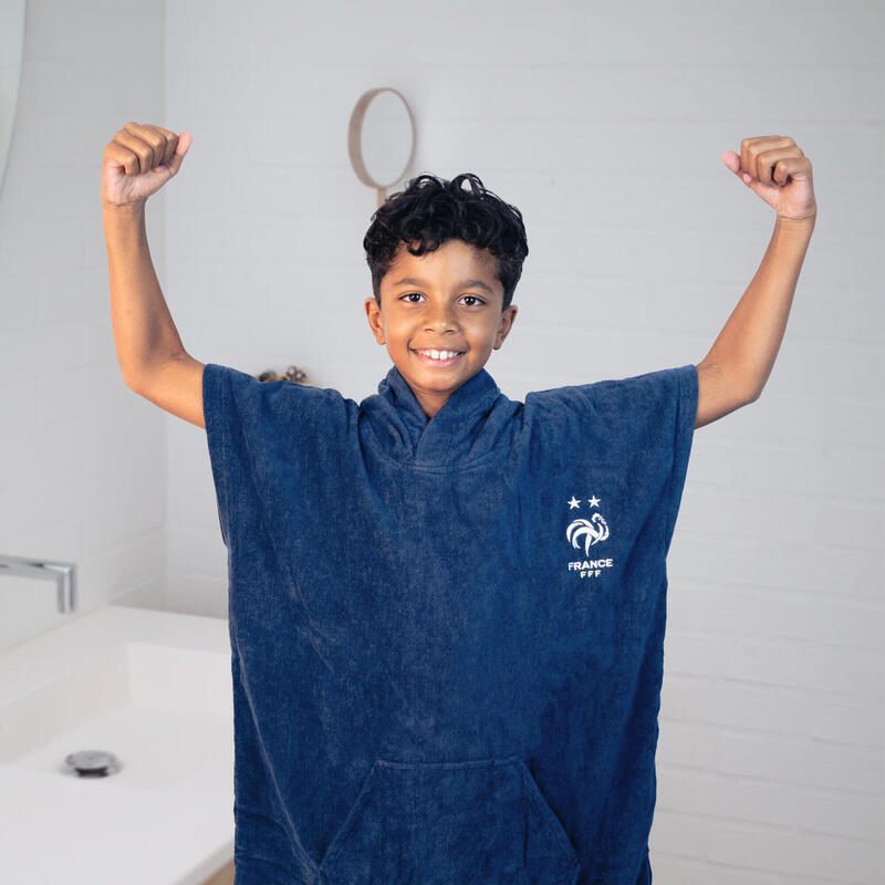 Poncho de bain enfant 100% coton football Equipe de France - Logo