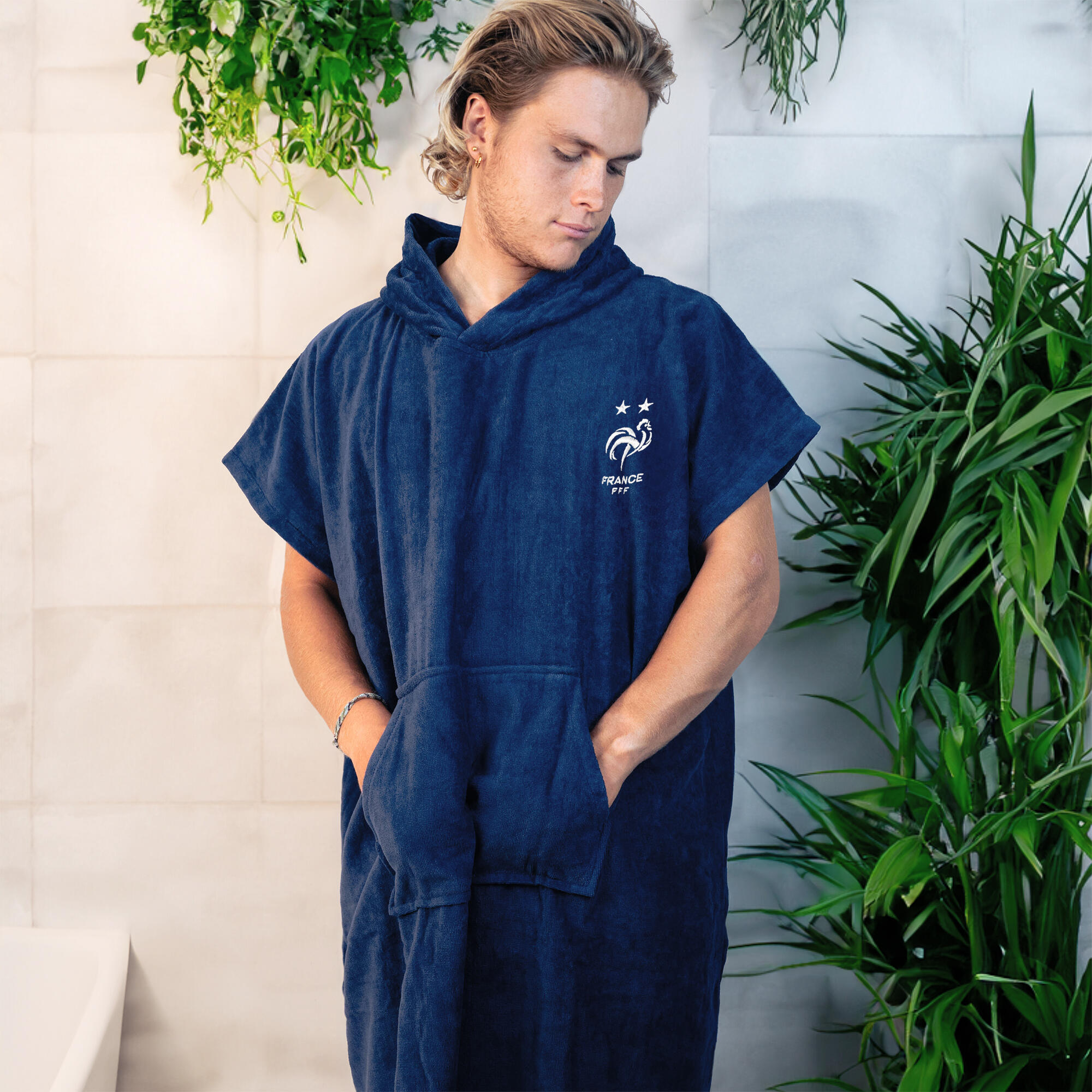 Poncho de bain adulte 100% coton football Equipe de France - Logo 4/5