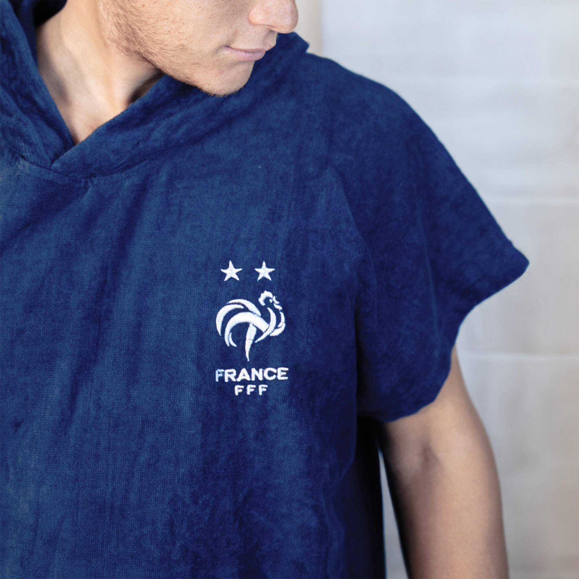 Poncho de bain adulte 100% coton football Equipe de France - Logo 3/5