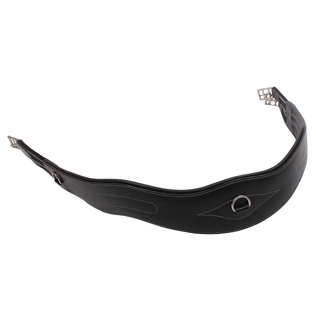 Horse girth in leather with decorative stitching QHP